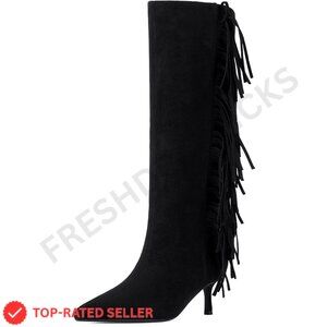 Brand New Modatope Knee High 6 Black Fringe Boots